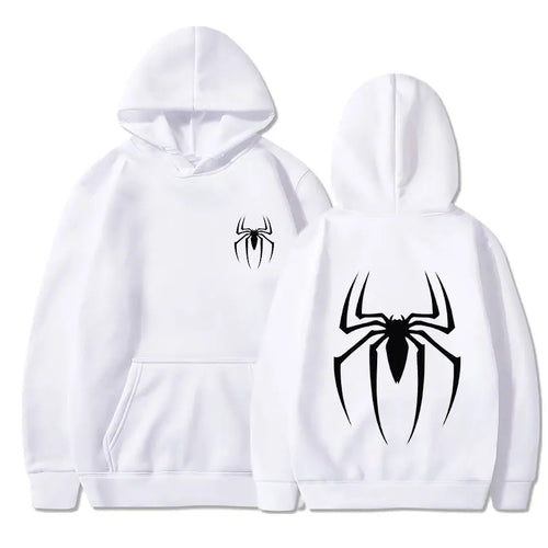 Mens Y2K Spider Print Hooded Streetwear Retro Clothing Loose Hip Hop