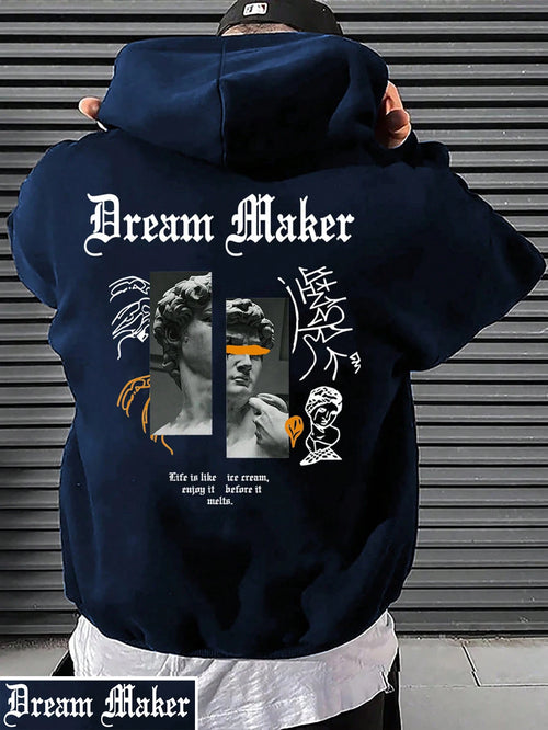 Dream Maker Brave Sculpture Pattern Men Clothing Creative Pocket