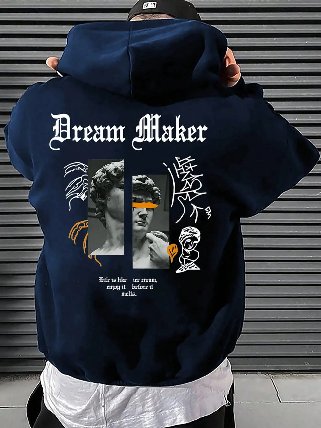 Dream Maker Brave Sculpture Pattern Men Clothing Creative Pocket