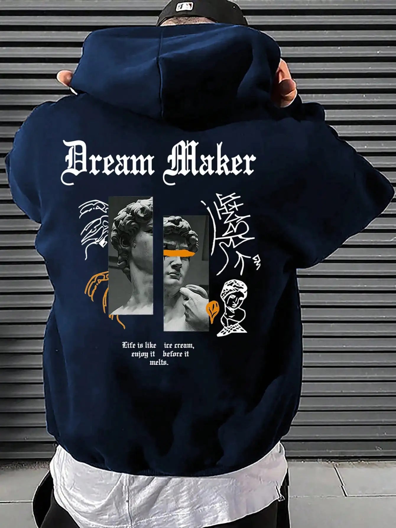 Dream Maker Brave Sculpture Pattern Men Clothing Creative Pocket