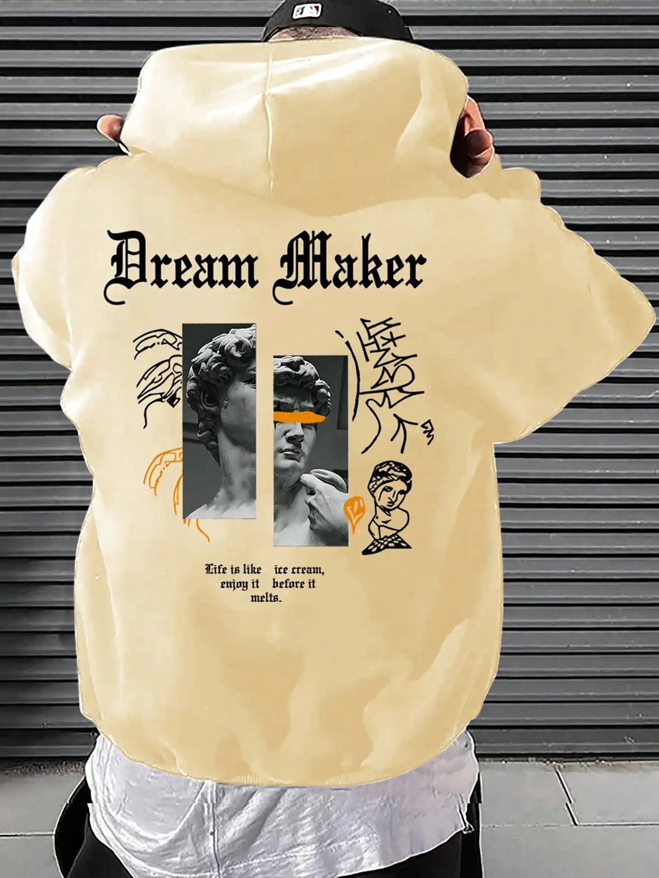 Dream Maker Brave Sculpture Pattern Men Clothing Creative Pocket