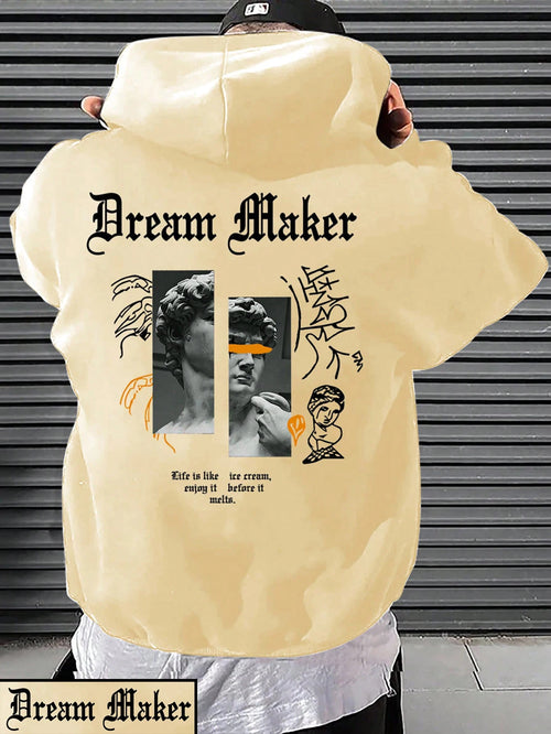 Dream Maker Brave Sculpture Pattern Men Clothing Creative Pocket