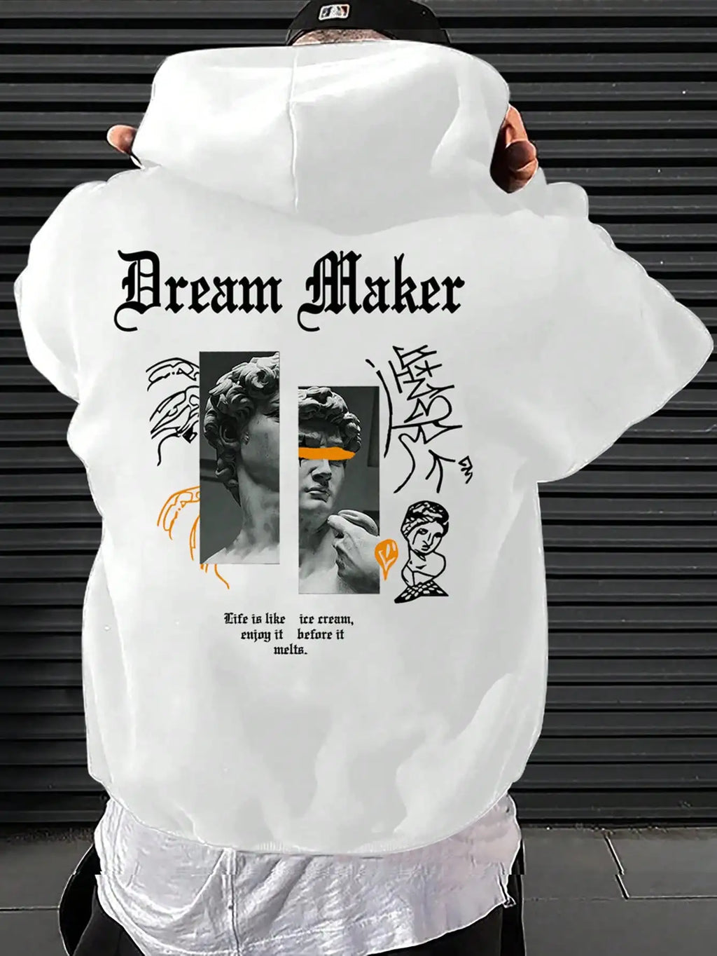 Dream Maker Brave Sculpture Pattern Men Clothing Creative Pocket