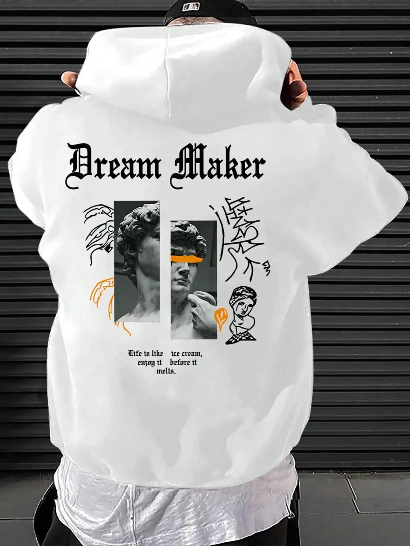 Dream Maker Brave Sculpture Pattern Men Clothing Creative Pocket