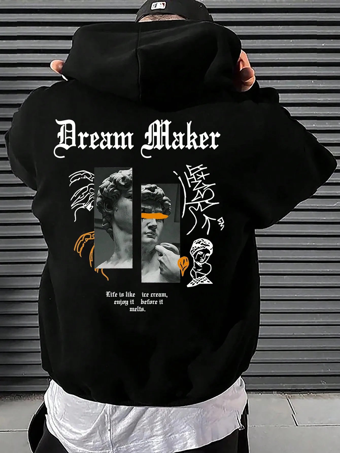 Dream Maker Brave Sculpture Pattern Men Clothing Creative Pocket