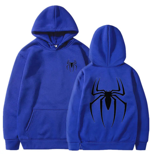 Mens Y2K Spider Print Hooded Streetwear Retro Clothing Loose Hip Hop