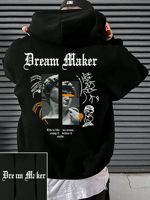 Dream Maker Brave Sculpture Pattern Men Clothing Creative Pocket