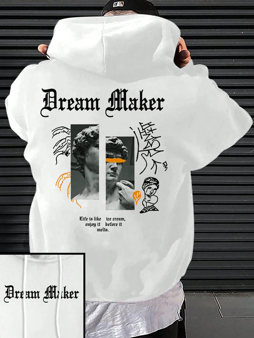 Dream Maker Brave Sculpture Pattern Men Clothing Creative Pocket