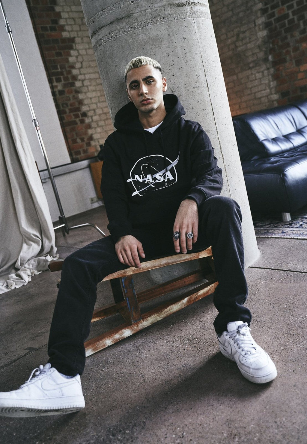 NASA Black and White Insignia Hoodie